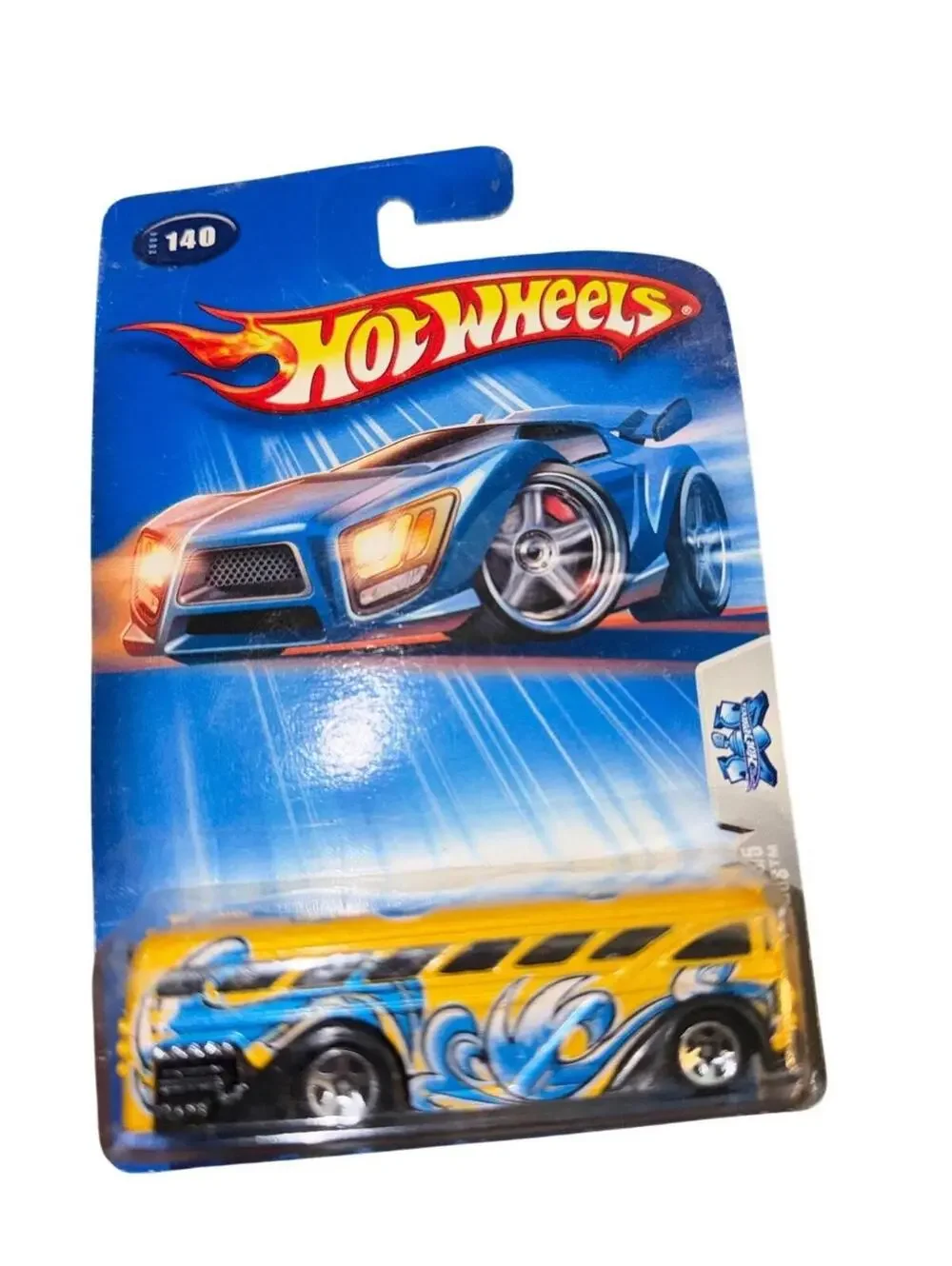 Hot Wheels Surfin SCool Bus Tag Rides 95 Diecast Toy Car Yellow With Blue Design